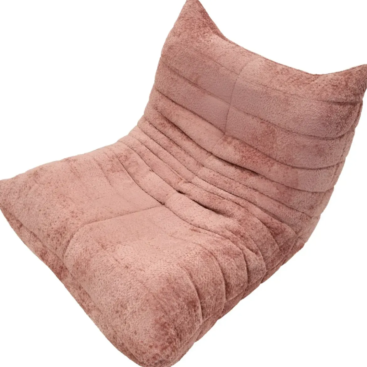 Poltrona Bouclé Compressa Rosa Imbottita Moderna per Salotto Lounge