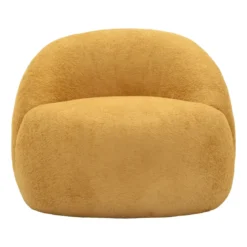 Poltrona Bouclé Senape Seduta Imbottita Moderna per Salotto Lounge