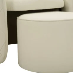Poltrona con Pouf Poggiapiedi Bianco Similpelle per Soggiorno Camera