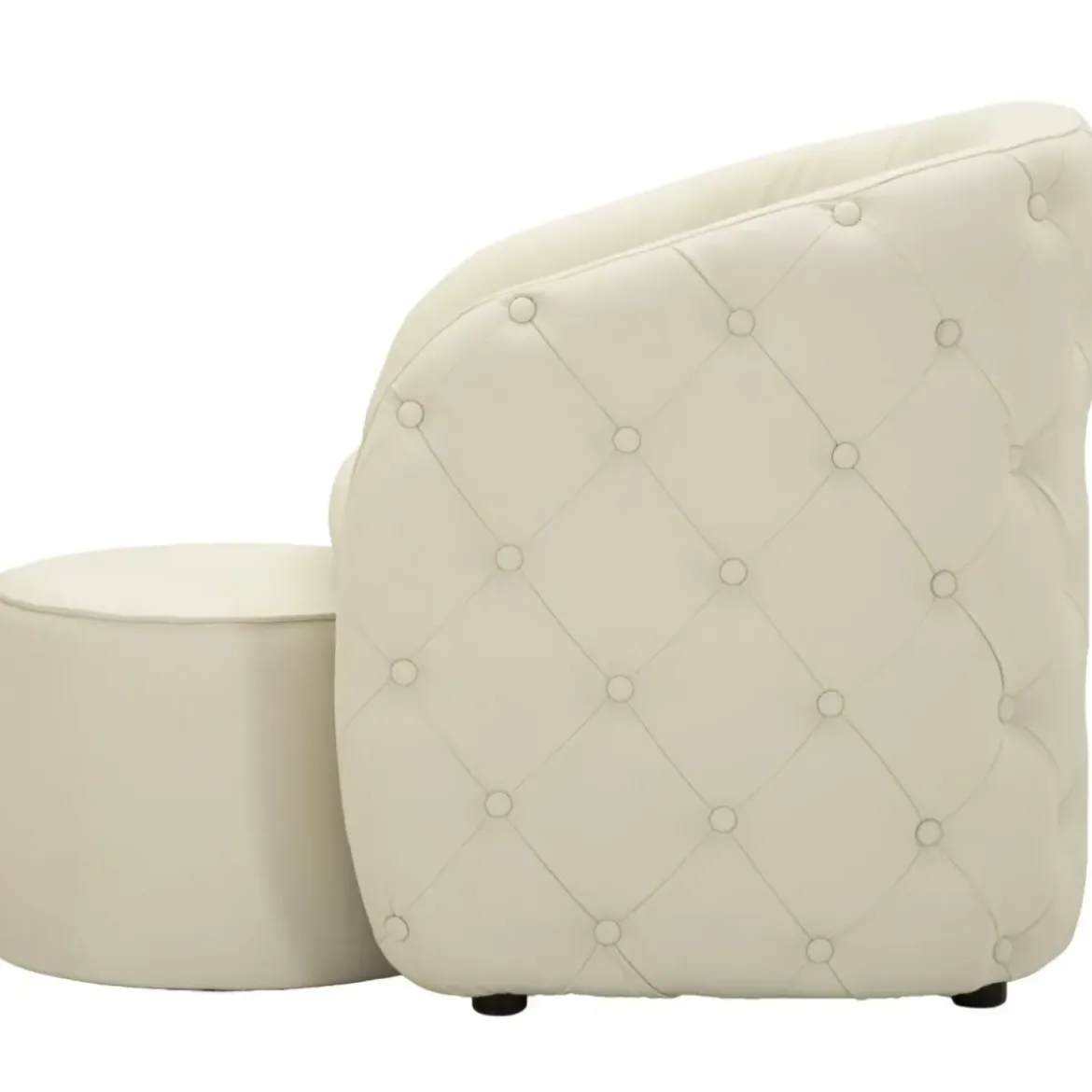 Poltrona con Pouf Poggiapiedi Bianco Similpelle per Soggiorno Camera