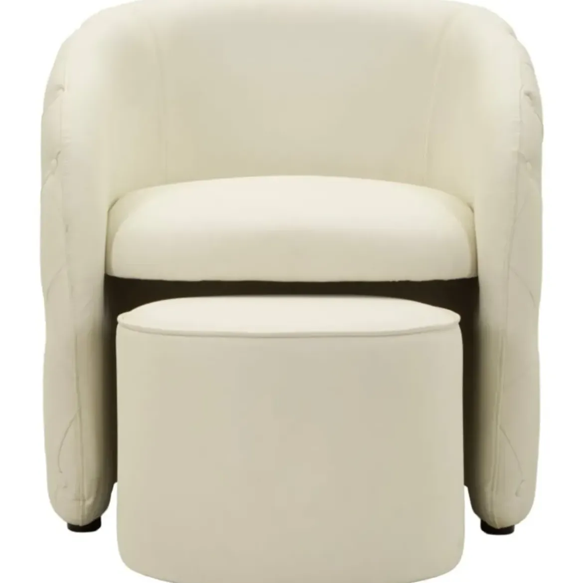 Poltrona con Pouf Poggiapiedi Bianco Similpelle per Soggiorno Camera