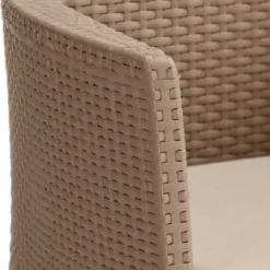 Poltrona da Esterno Cappuccino in Resina Rattan con Cuscino Sabbia