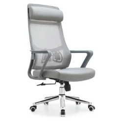 Poltrona da Ufficio Ergonomica Grigio con Schienale Alto in Rete Reclinabile