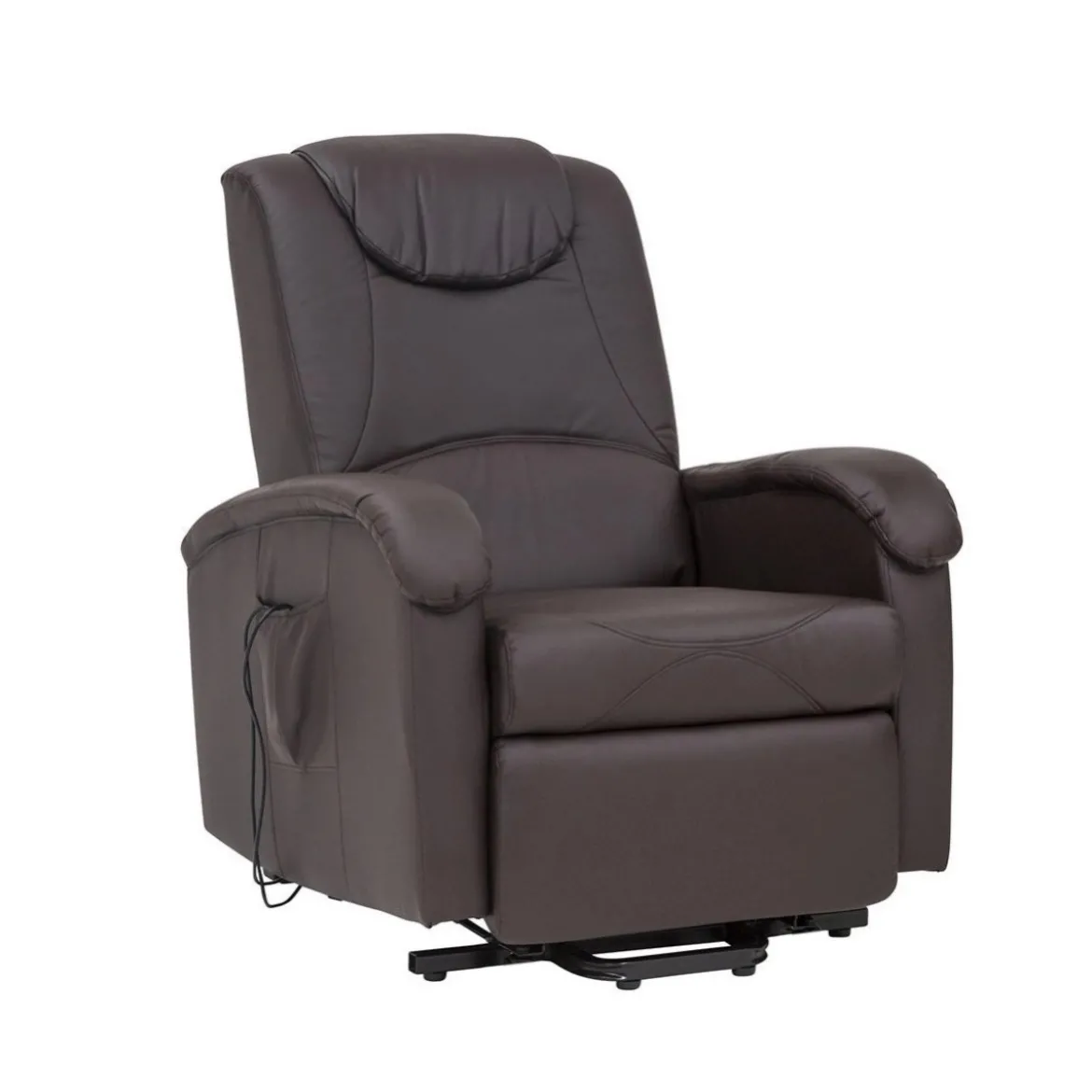 Poltrona Elettrica Reclinabile in Ecopelle Marrone Relax con Braccioli