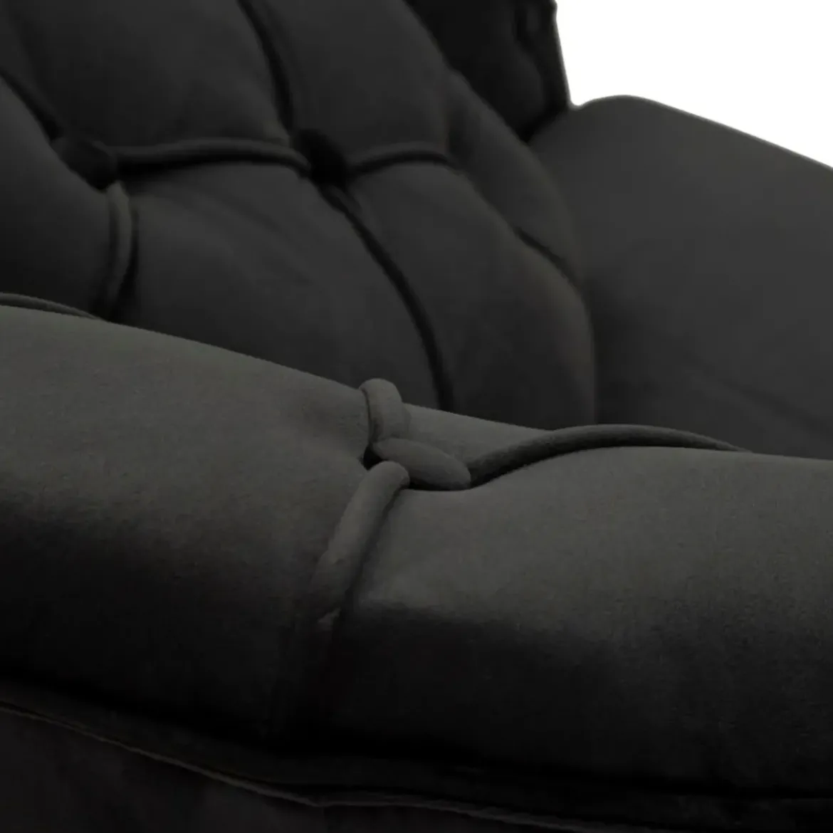 Poltrona Imbottita in Spugna Nero con Cuscino Gambe in Metallo