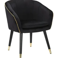 Poltrona in Tessuto Struttura in Metallo Nero Oro Sedia da Pranzo
