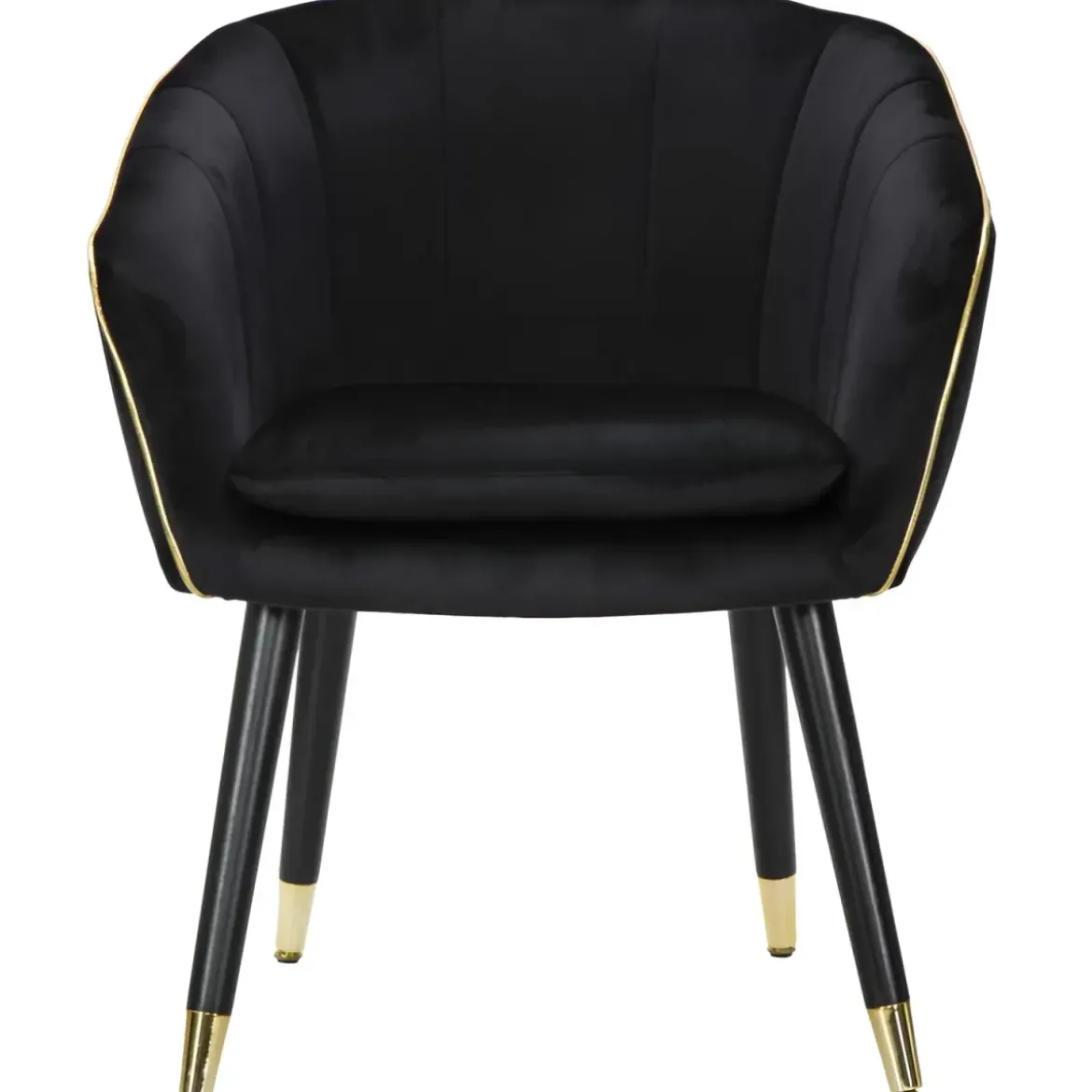 Poltrona in Tessuto Struttura in Metallo Nero Oro Sedia da Pranzo