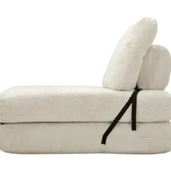 Poltrona Letto Bouclé Compressa Bianco Moderna per Salotto Camera