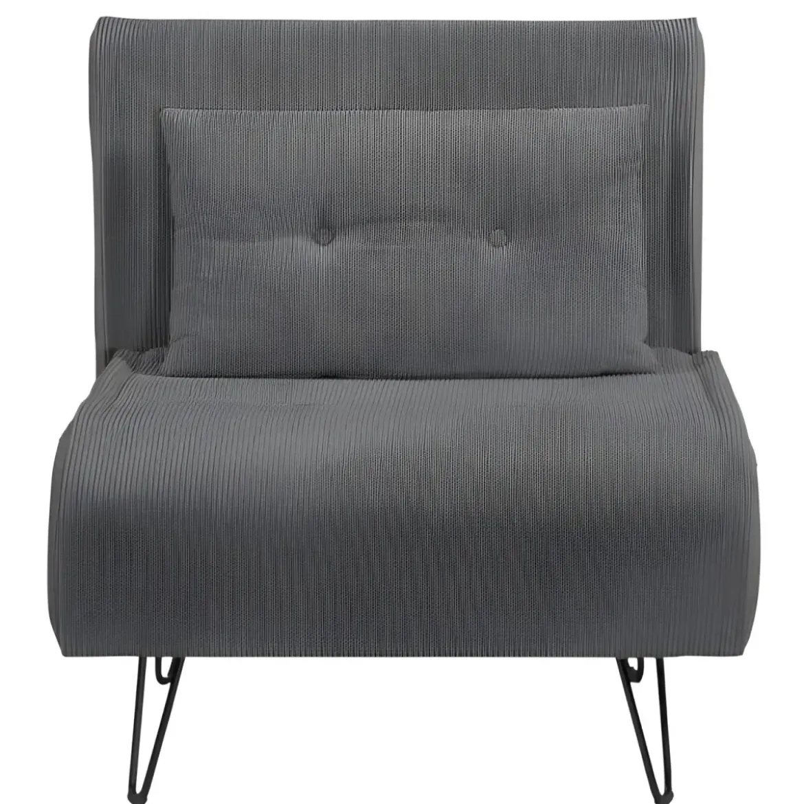 Poltrona Letto senza Braccioli colore Grigio con piedini in Metallo