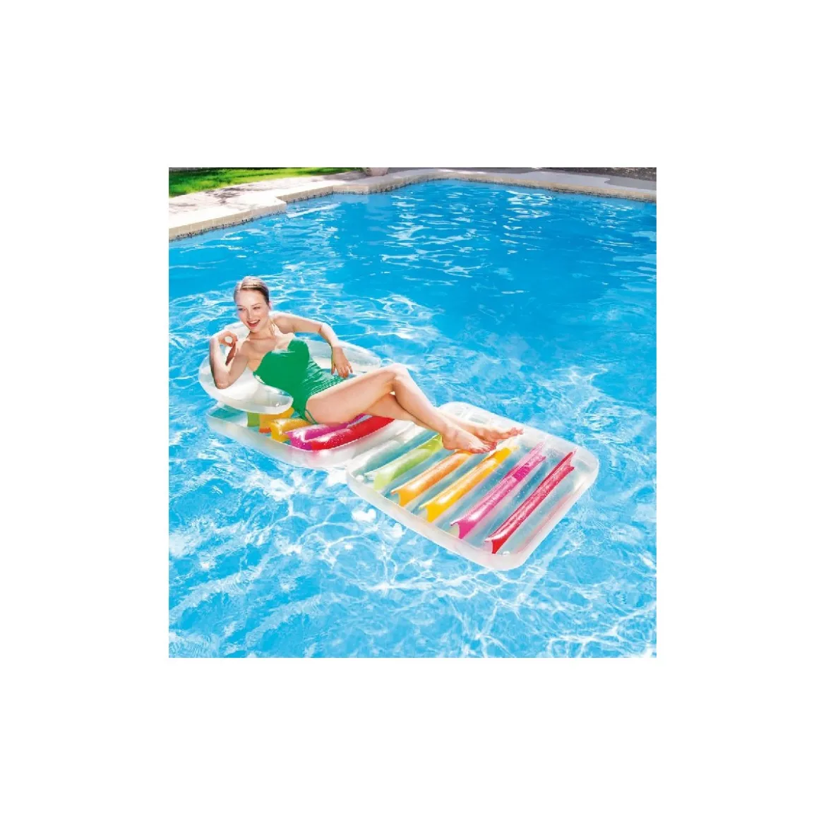 Poltrona Materassino Pieghevole con Schienale Gonfiabile per Piscina