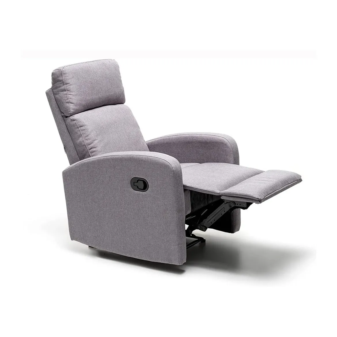 Poltrona Reclinabile Blu in Tessuto Relax Manuale Letto da Salotto Poggiapiedi