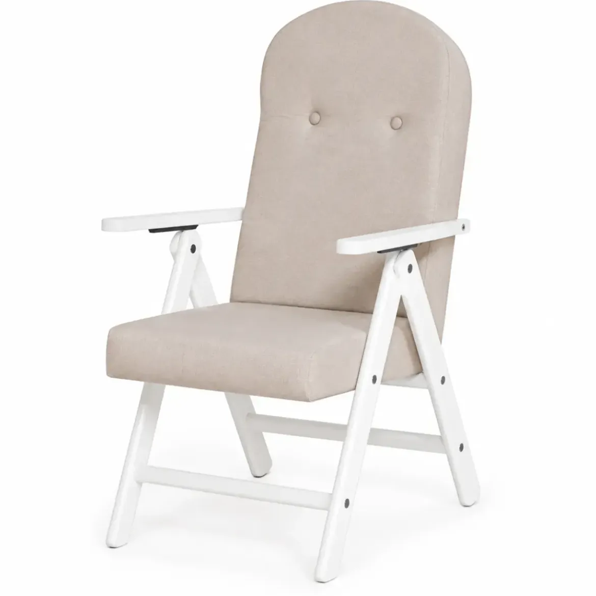 Poltrona Reclinabile con Braccioli Beige in Legno Bianco 4 Posizioni