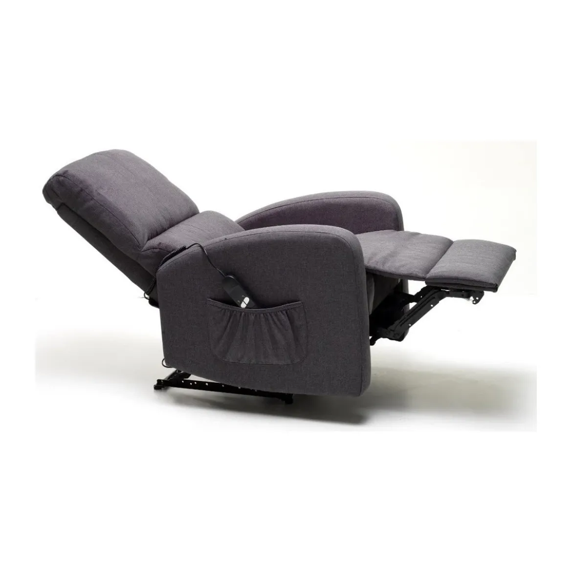 Poltrona Reclinabile Elettrica in Tessuto Blu Jeans Relax Poggiapiedi Salotto