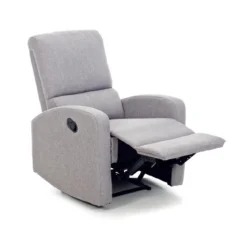 Poltrona Reclinabile Manuale Grigio Relax Letto Tessuto Salotto con Poggiapiedi