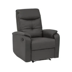 Poltrona Relax Manuale Reclinabile in Ecopelle Grigio con Braccioli