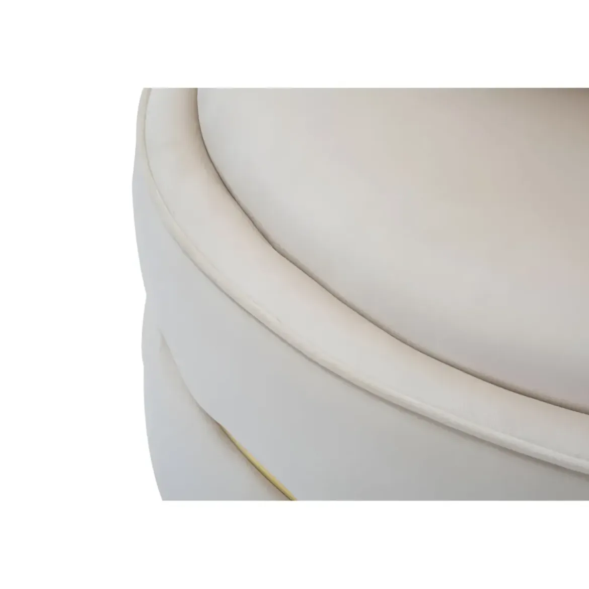 Poltrona Rotonda in Velluto Crema Finiture Oro Salotto Camera da Letto
