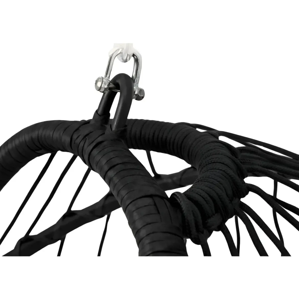 Poltrona Sospesa da Giardino Rattan 74x64x106 cm Struttura Acciaio Nero
