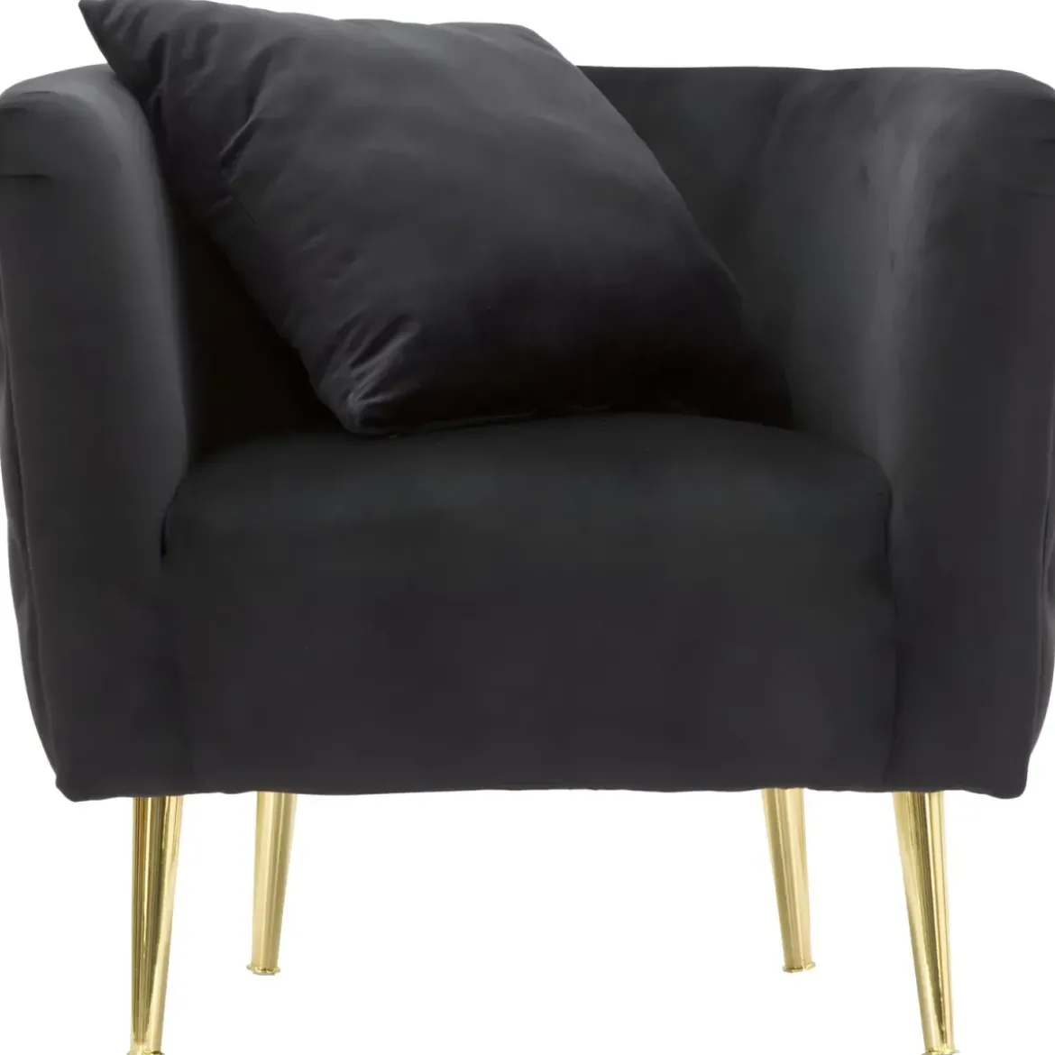 Poltrona Velluto Nero Struttura Metallo Dorato Salotto Camera da Letto