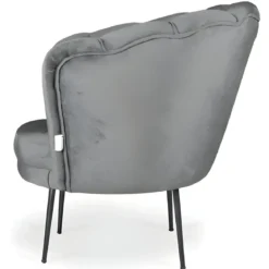 Poltroncina Poltrona a Conchiglia in Velluto Grigio da Ufficio Salotto Camera