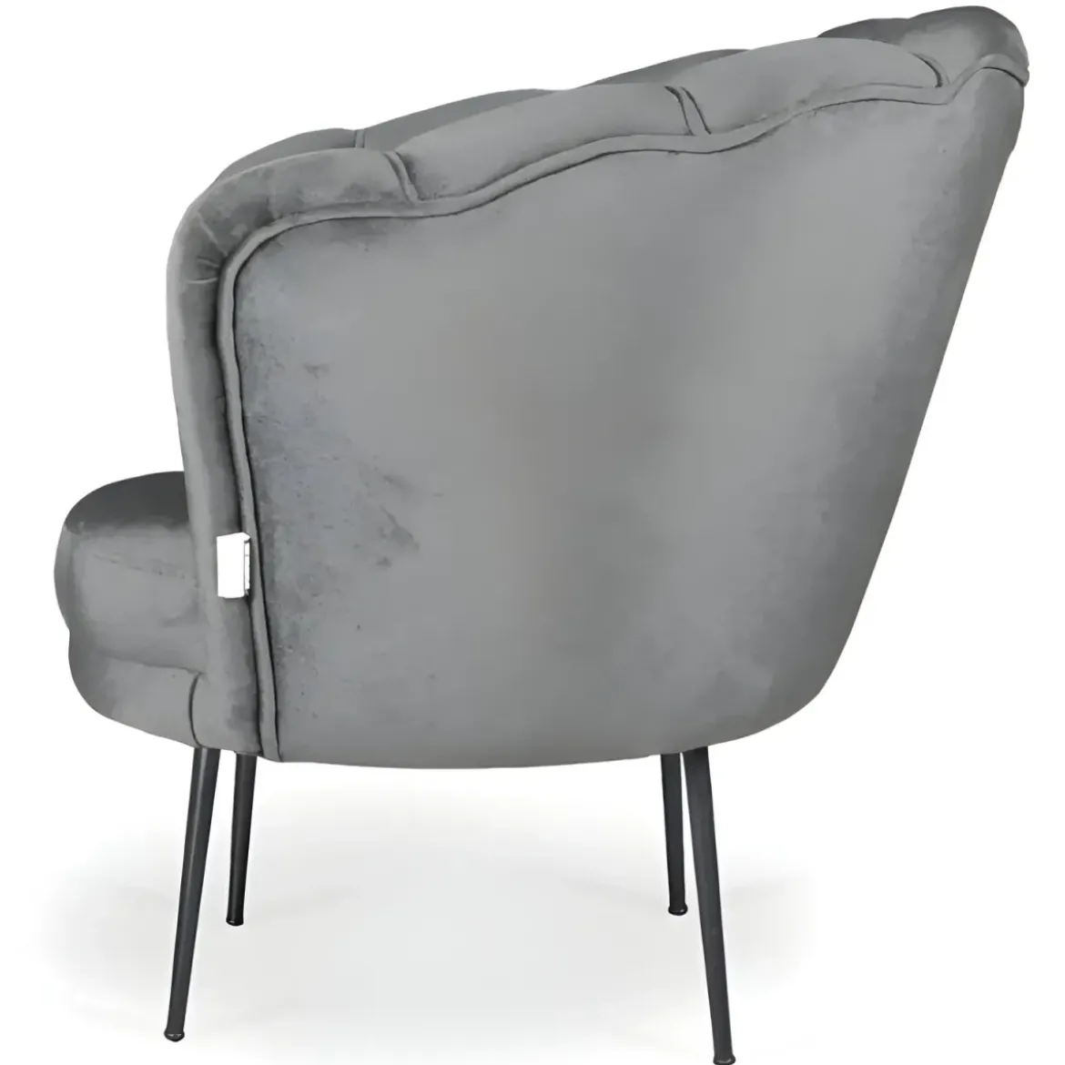 Poltroncina Poltrona a Conchiglia in Velluto Grigio da Ufficio Salotto Camera