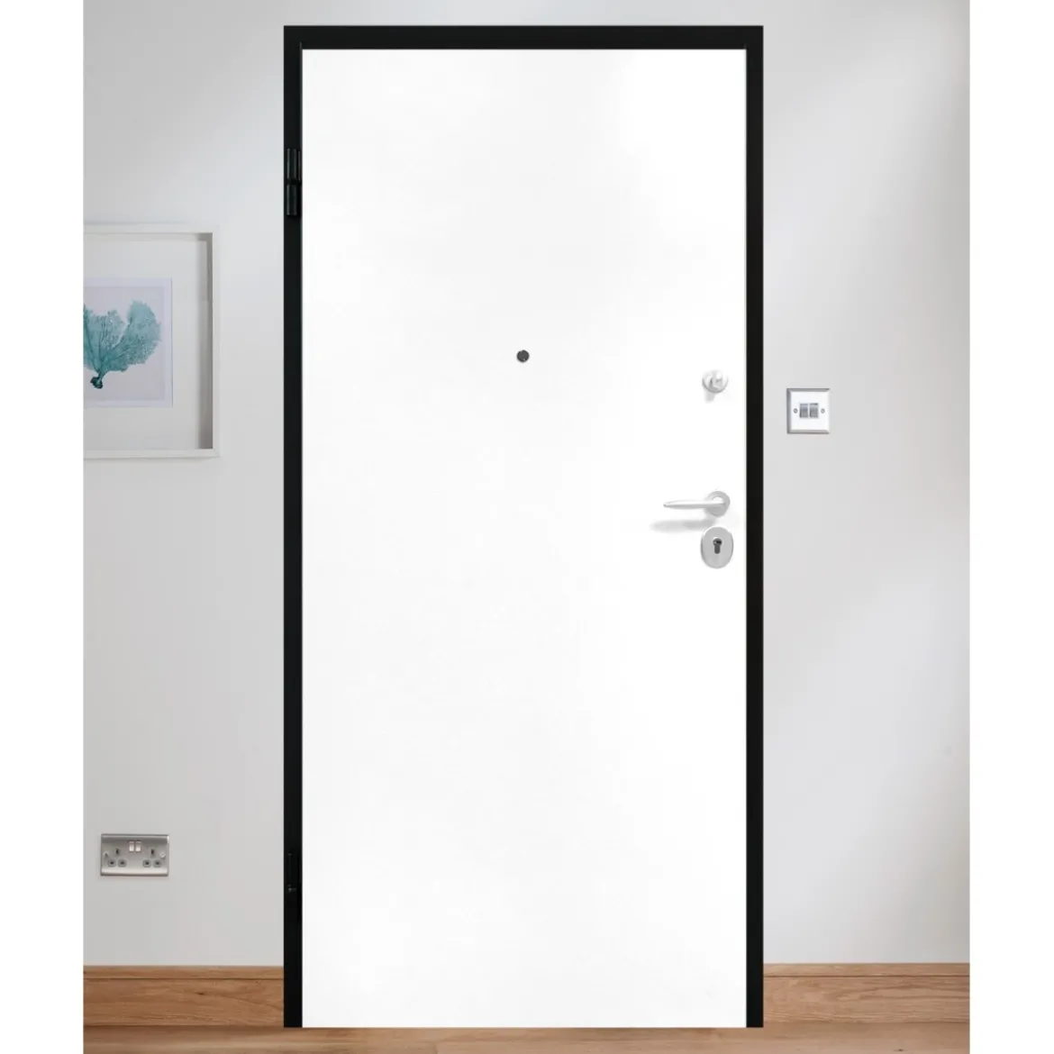 Porta Blindata Bianca per Esterno con Pannello in Vetroresina