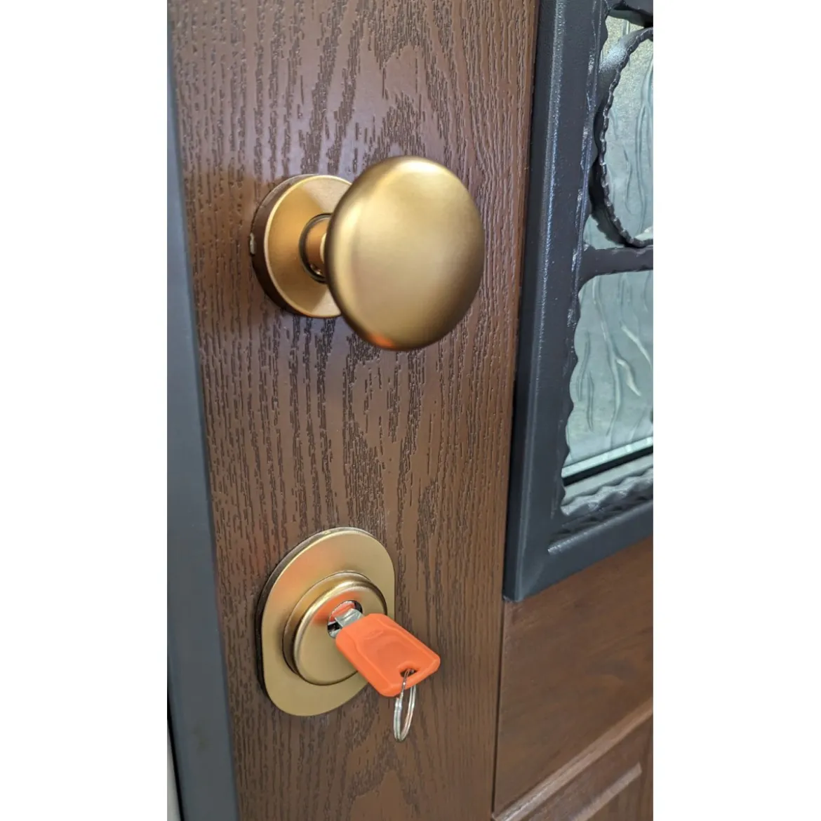Porta Blindata con Vetro per Esterno Pannello in Vetroresina e Grata in Ferro
