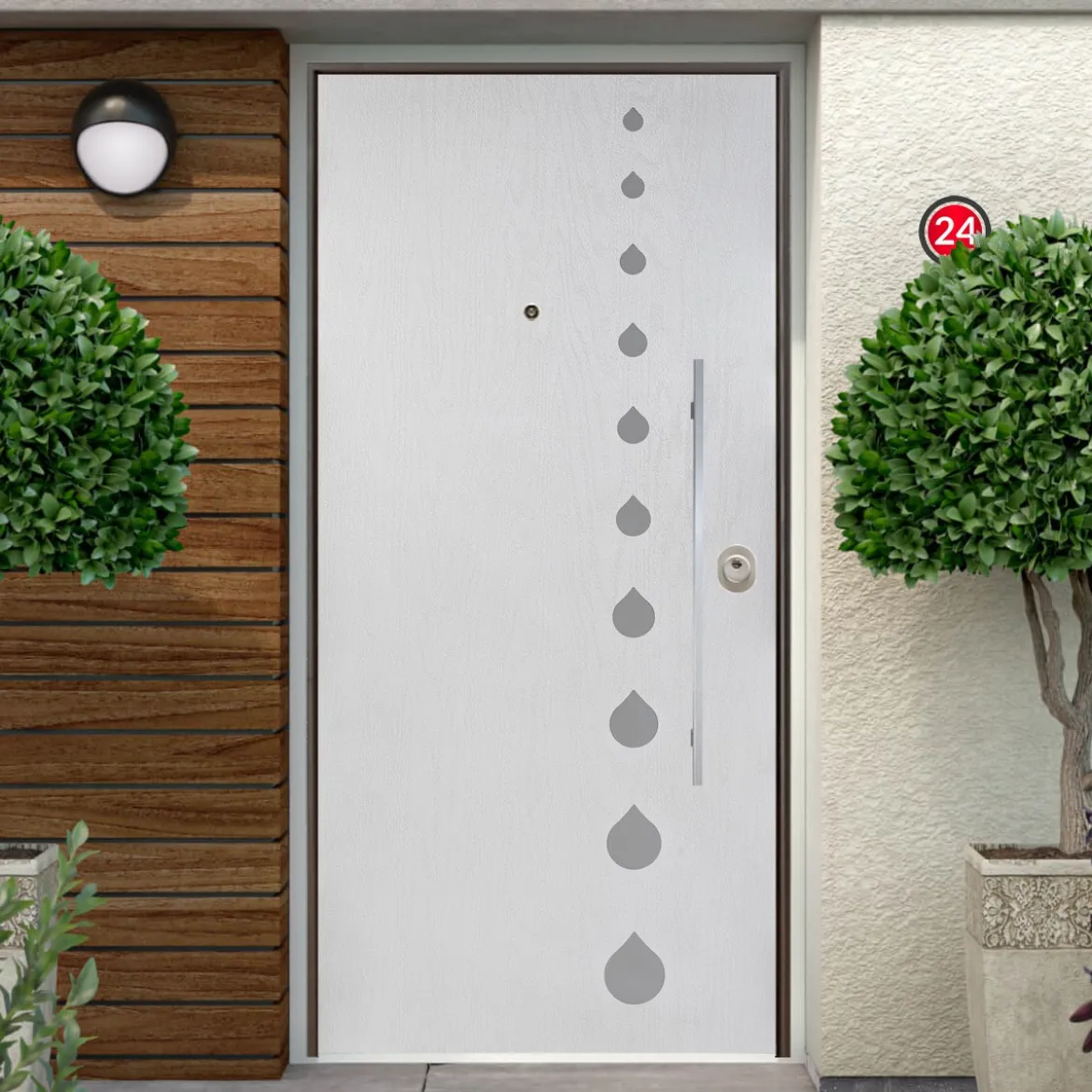 Porta Blindata per Esterno con Pannello Bianco Pantografato Drops