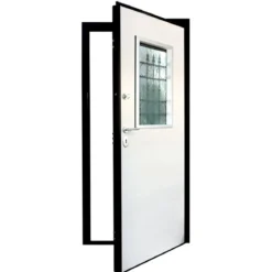 Porta Blindata Vetrata per Esterno con Pannello Bianco in Vetroresina Portone