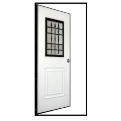 Porta Blindata Vetrata per Esterno con Pannello Bianco in Vetroresina Portone
