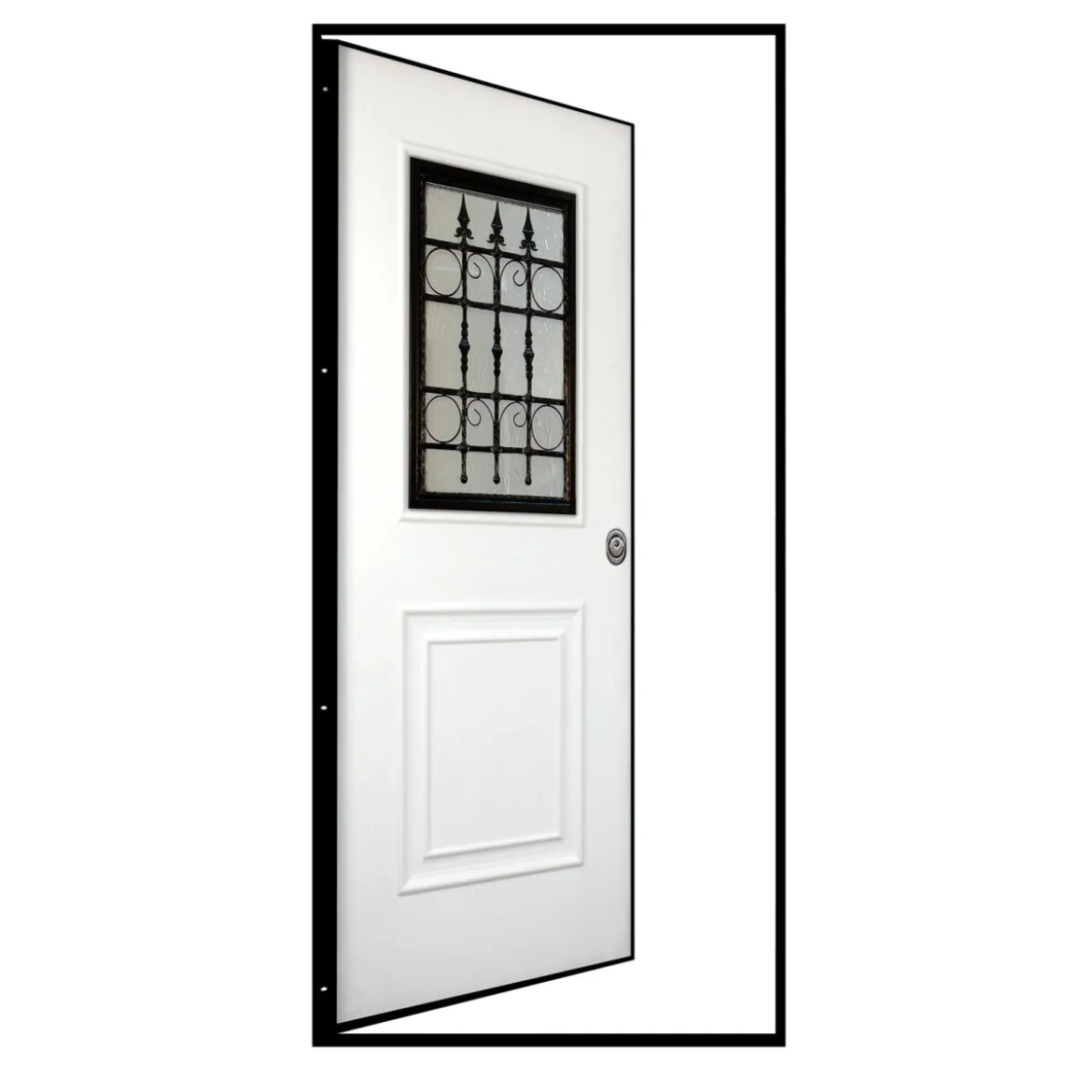 Porta Blindata Vetrata per Esterno con Pannello Bianco in Vetroresina Portone