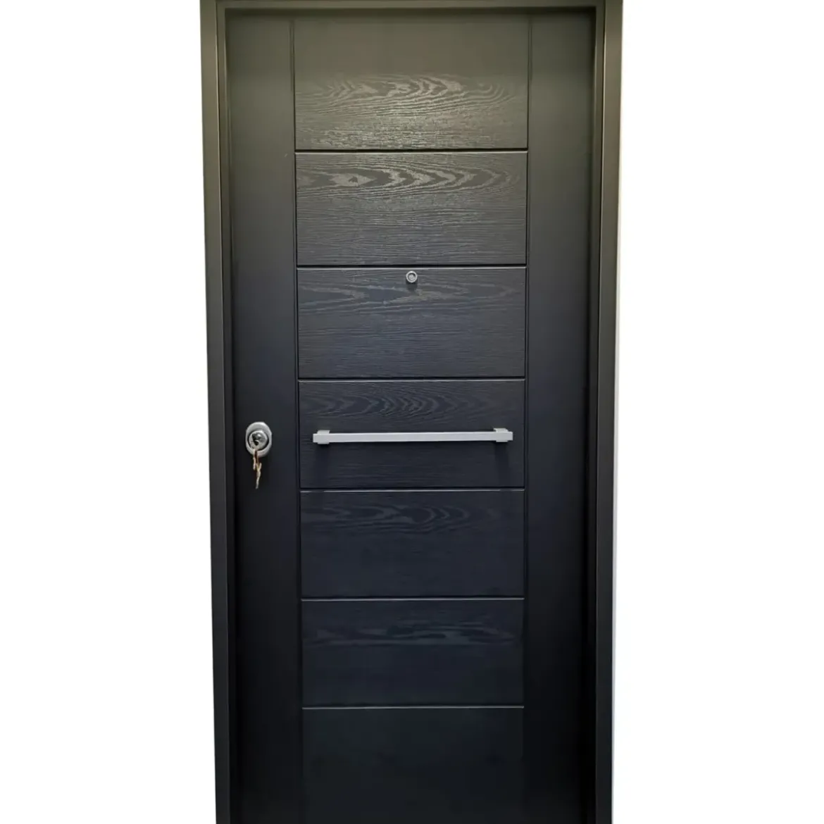 Porta Blindata 90x210 per Ingresso da Esterno Grigio interno Bianco con Maniglione