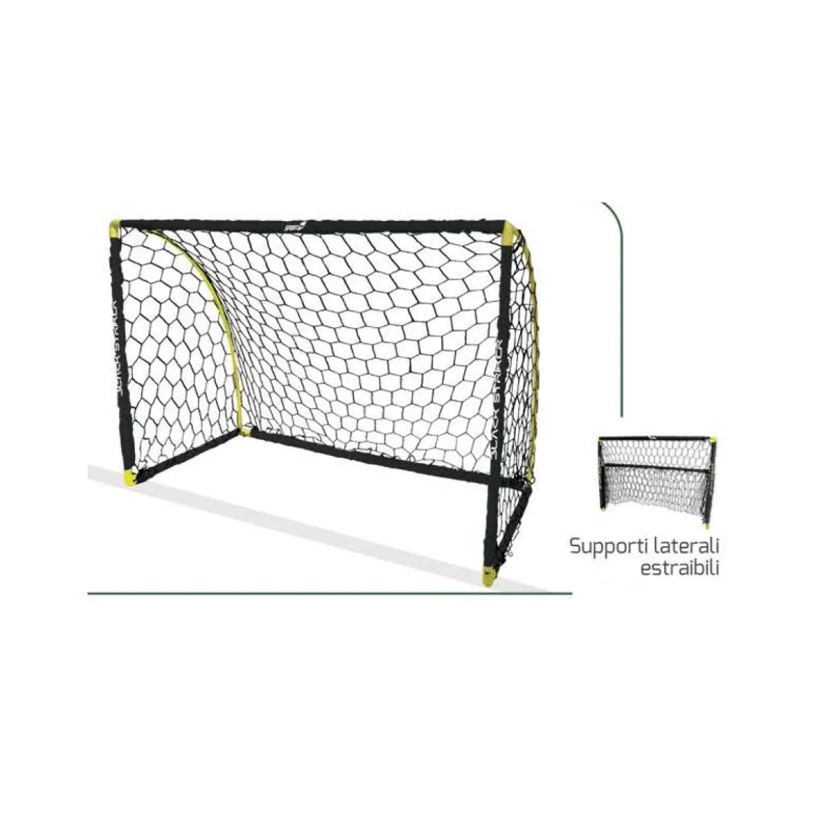 Porta Calcio Black Striker Pieghevole 180x91x120 Rete Piccchetti Goal Calcetto