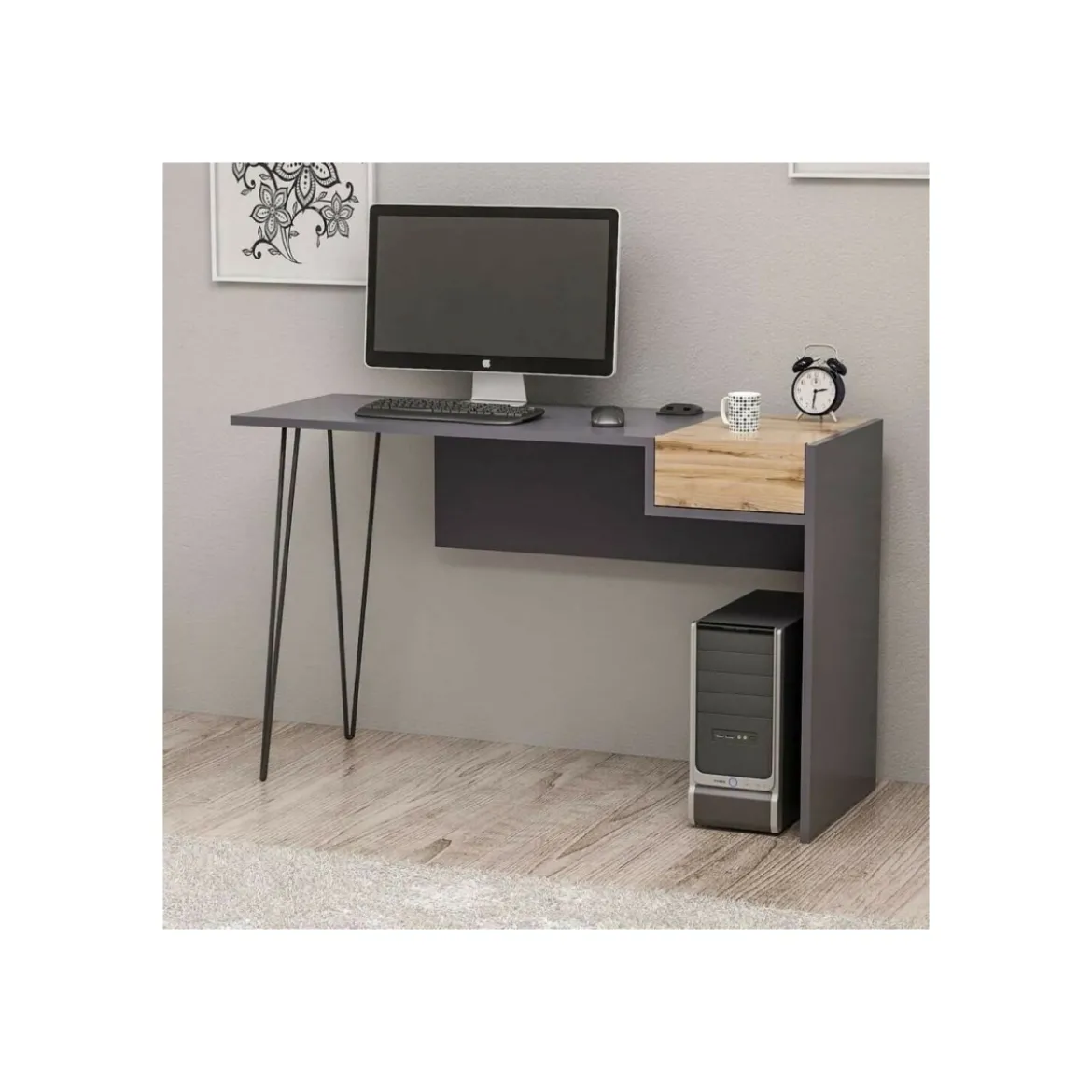 Porta Pc Tavolo Scrivania con Porte USB Cassetto Cameretta Bambini Ufficio Sala