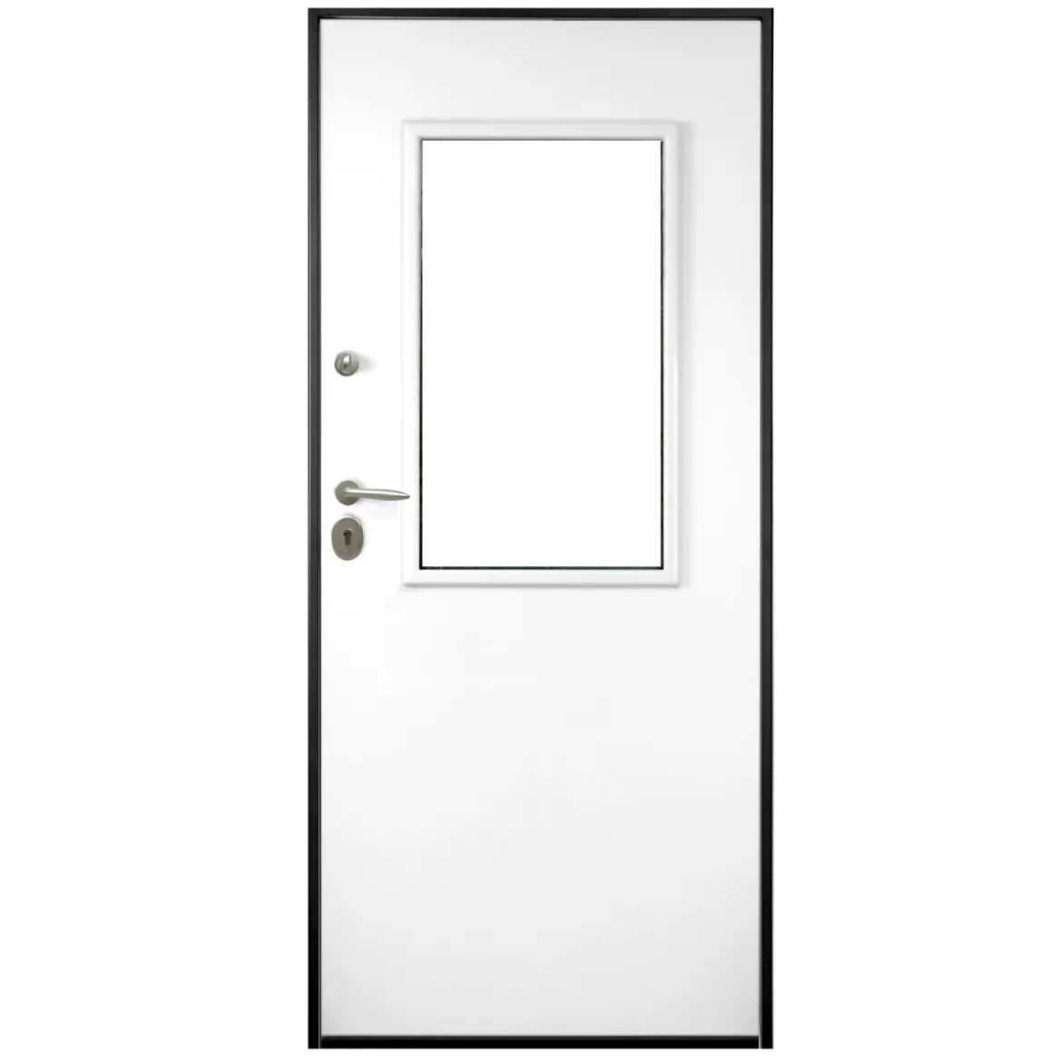 Porta Vetrata Blindata Pannello Grigio per Esterno con Vetro con Grata