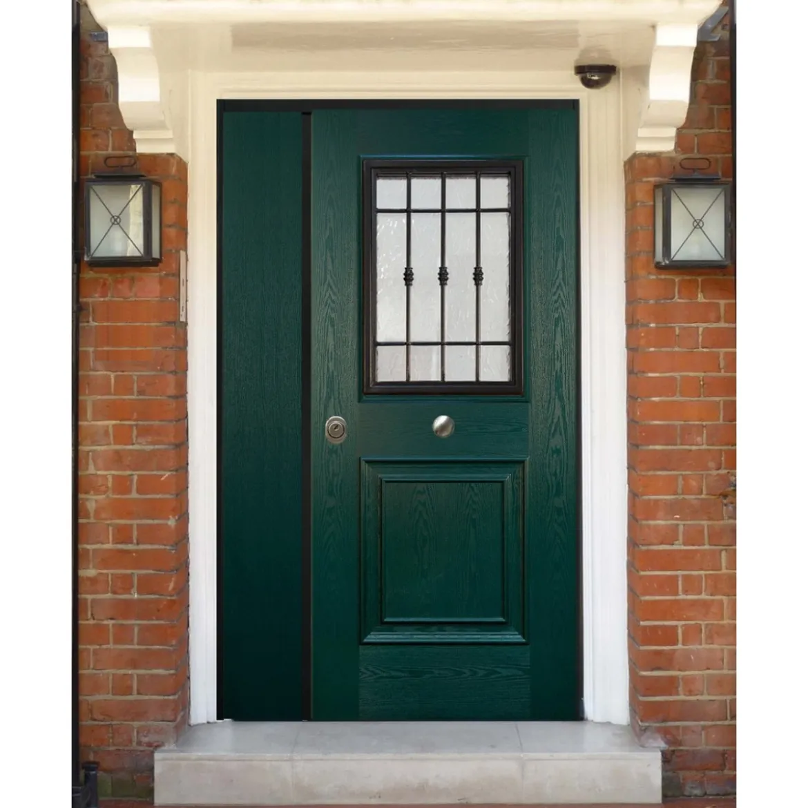 Portone Blindato con Vetro a 2 Ante Classico Pannello per Esterno e Grata