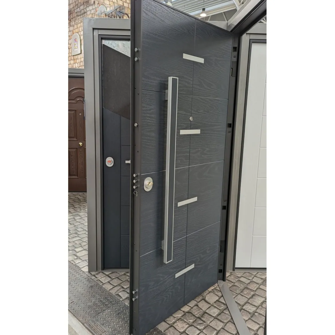Portone Blindato in Vetroresina con Pannello per Esterno Grigio Porta Blindata