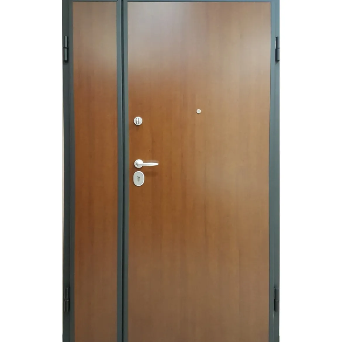 Portone per Ingresso Blindato Antisfondamento Due Ante Colore Grigio da Esterno