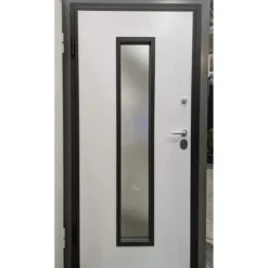 Portone Vetrato Blindato con Vetro e Pannello in Vetroresina per Esterno Noce