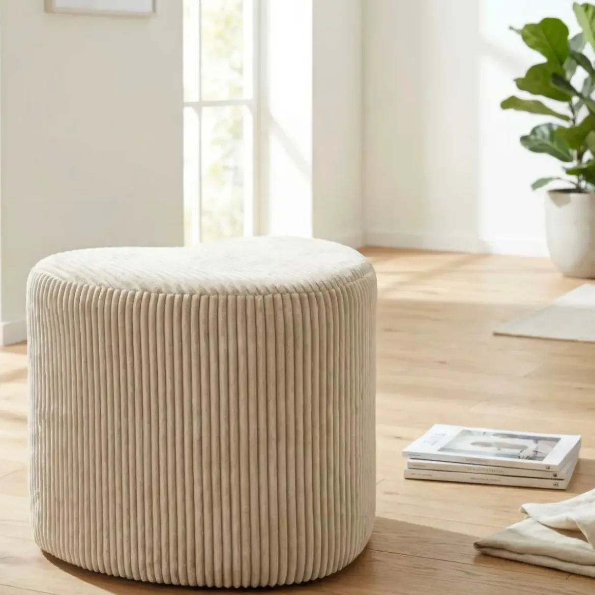 Pouf a Cuore Camera da Letto Salone Bianco 49x45x42 cm Plissettato