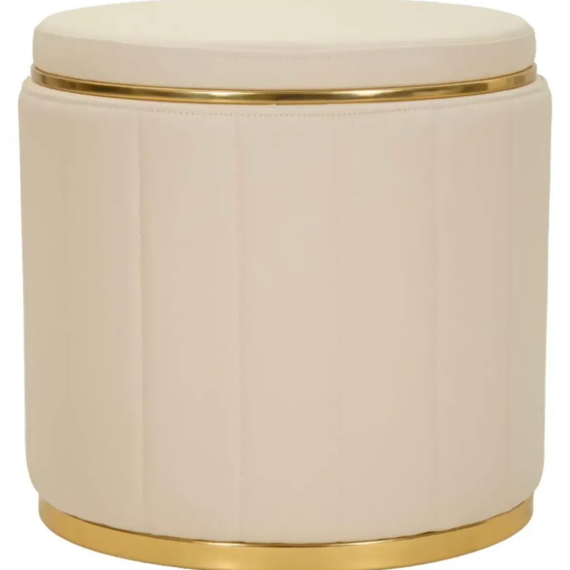 Pouf con Contenitore Similpelle Crema Oro Moderno Soggiorno Camera