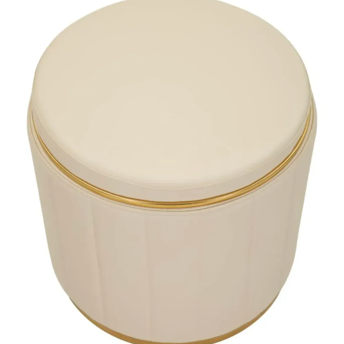 Pouf con Contenitore Similpelle Crema Oro Moderno Soggiorno Camera