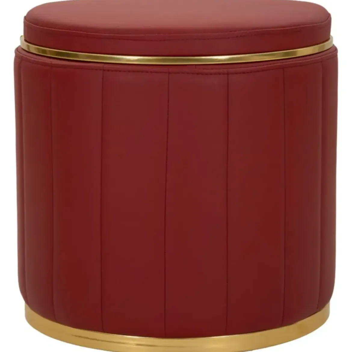 Pouf con Contenitore Similpelle Rosso Oro Moderno Soggiorno Camera