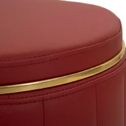 Pouf con Contenitore Similpelle Rosso Oro Moderno Soggiorno Camera