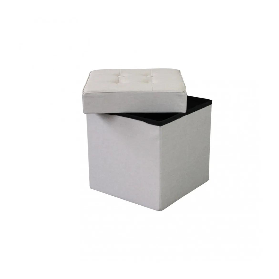 Pouf Contenitore Poggiapiedi Tortora Quadrato 38x38x40 cm