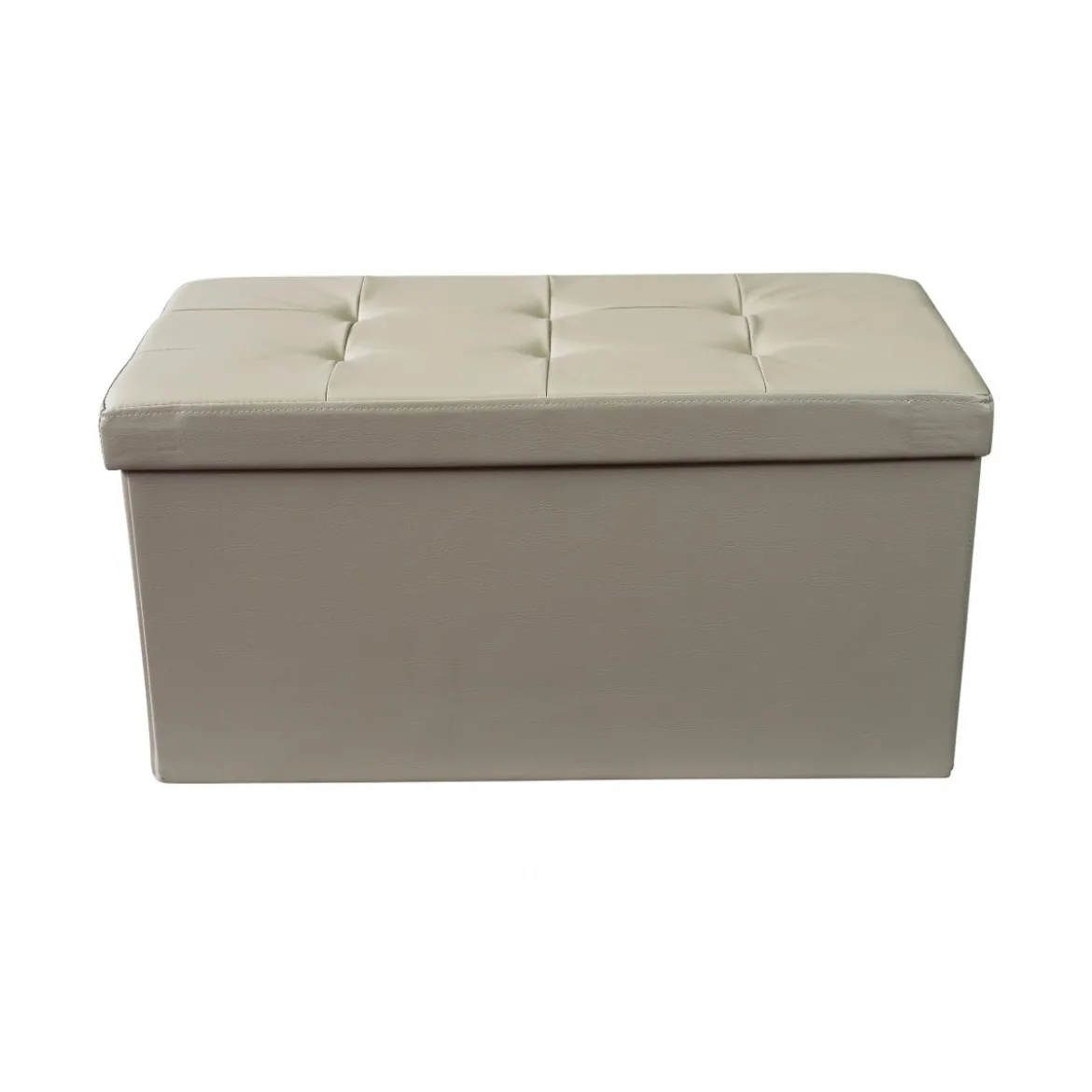 Pouf Contenitore Poggiapiedi in Ecopelle Rettangolare 76x38 cm