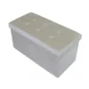 Pouf Contenitore Poggiapiedi in Velluto Beige Rettangolare 76x38 cm