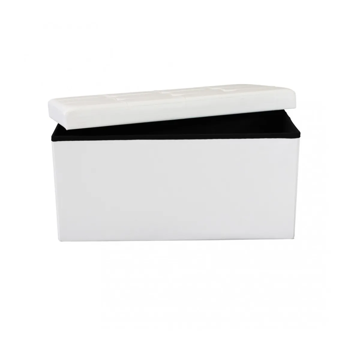 Pouf Contenitore Poggiapiedi Bianco Rettangolare 76x38 cm