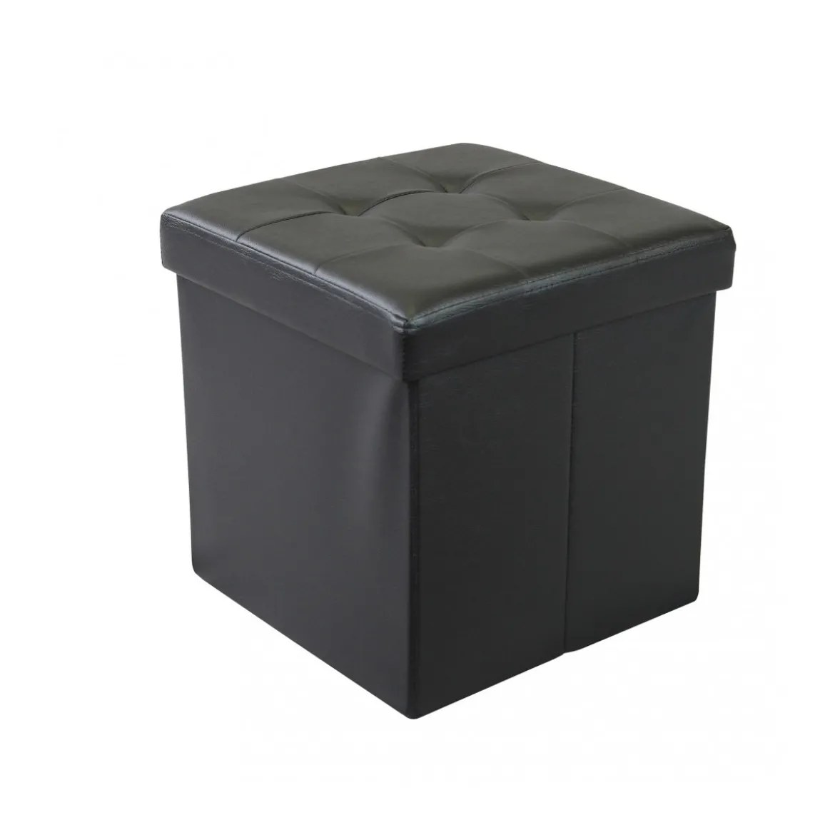 Pouf Contenitore Portaoggetti Quadrato Nero 38x38 cm
