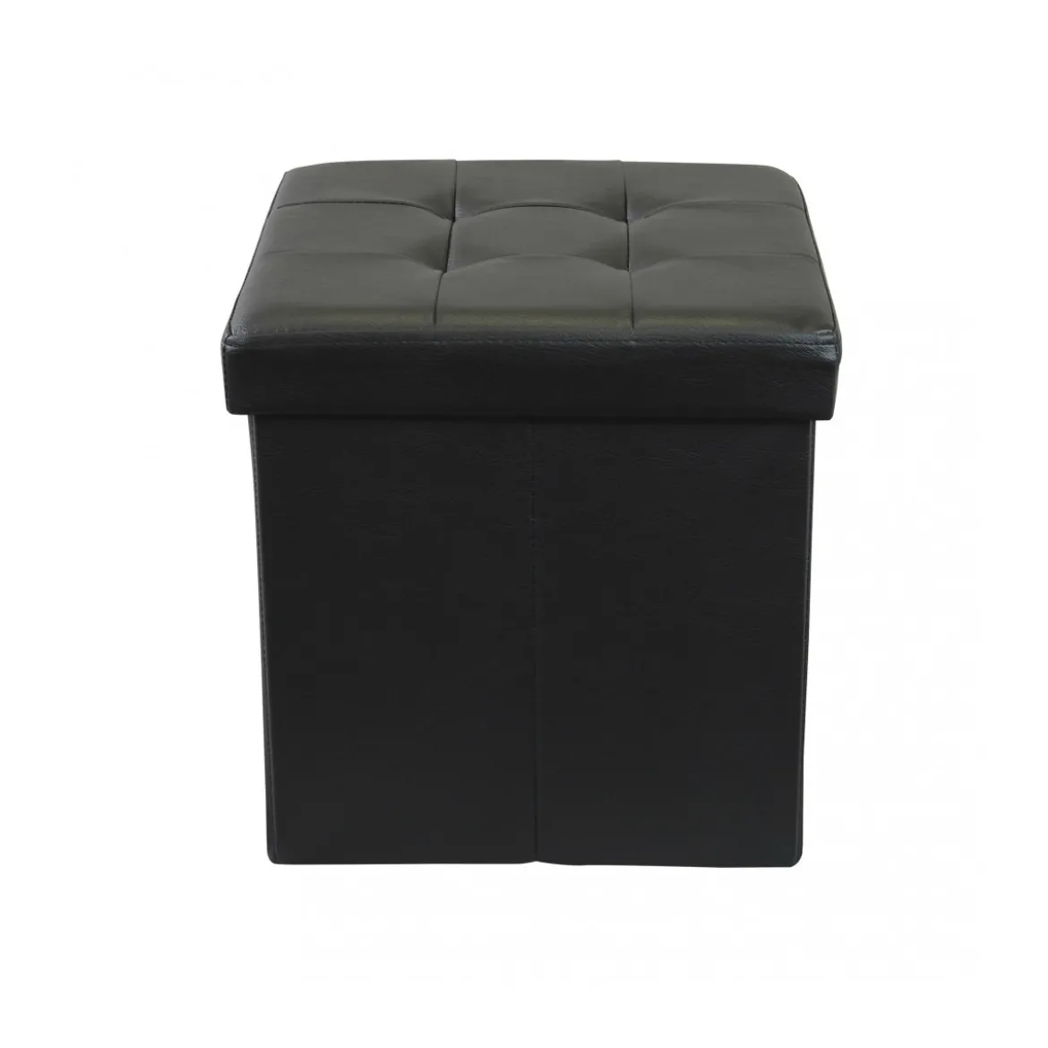 Pouf Contenitore Portaoggetti Quadrato Nero 38x38 cm