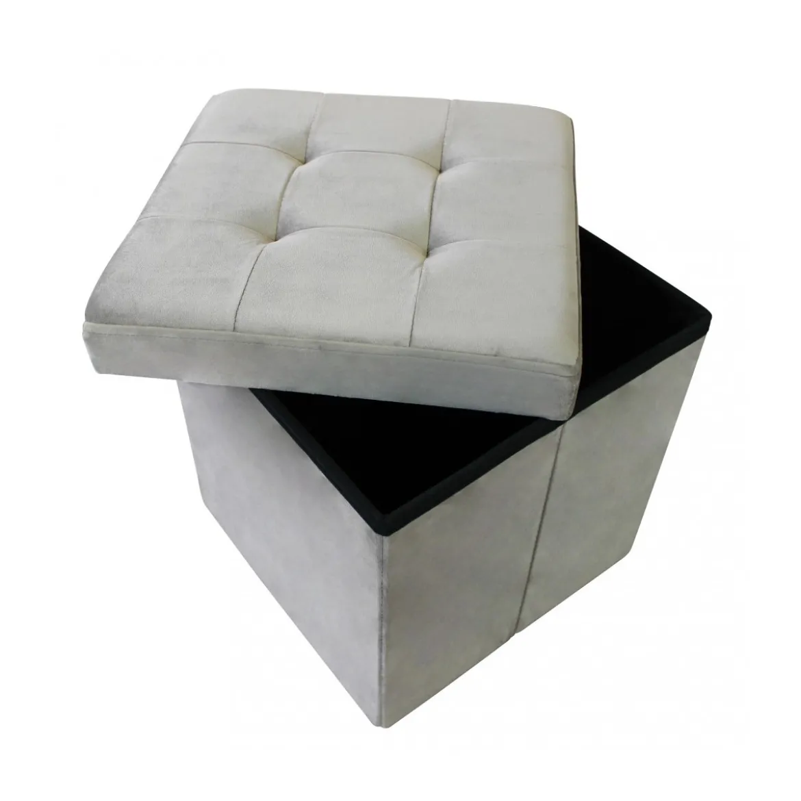 Pouf Contenitore Portaoggetti in Velluto Quadrato Portaoggetti 38x38 cm